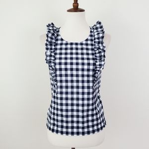 J. Crew Gingham Ruffle Tank Top